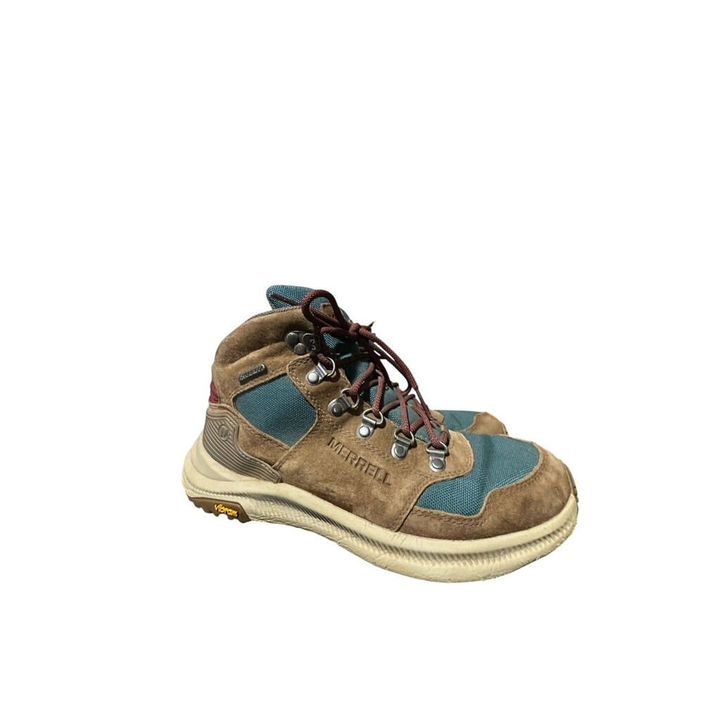 Merrell Ontario Mid Lace Boots Women's 8 Brown Leather Outdoors Hiking Vibram